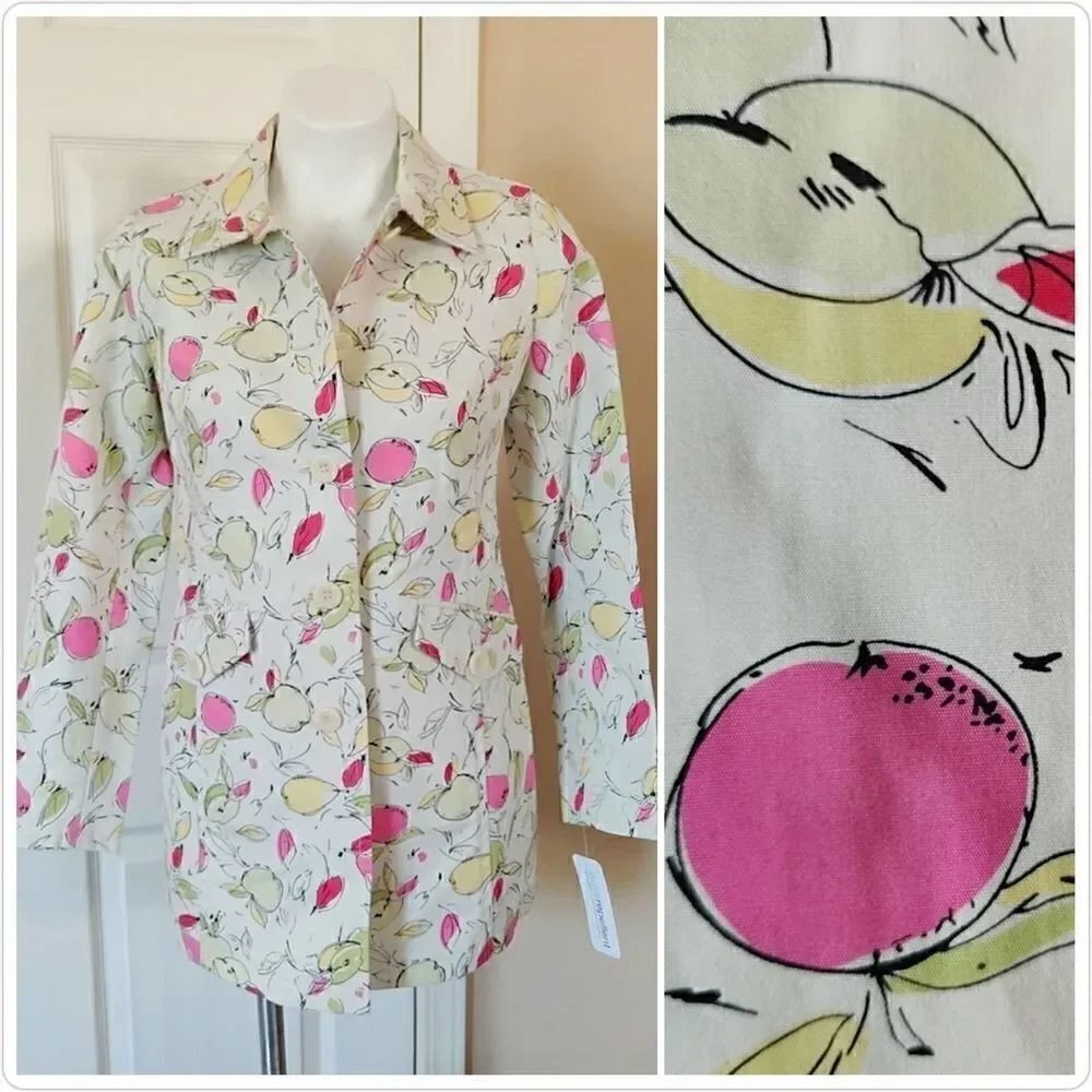 Ann Taylor LOFT apple print trench coat sz SP